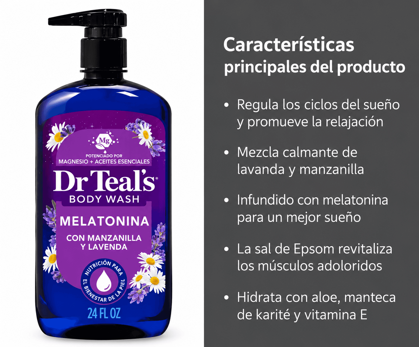 BODY WASH DR TEAL’S W/MELATONIN PARA DORMIR PROFUNDO